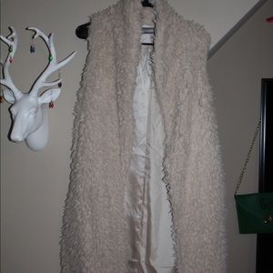 Long Cream Fur Vest